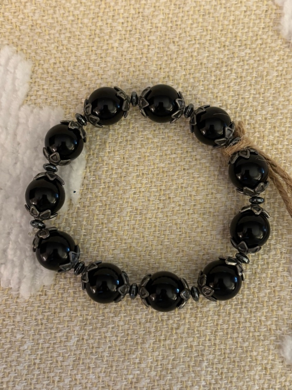 Black Beaded Stretch Bracelet - Sleek Statement Jewelry